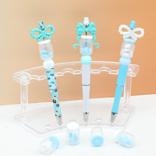 Silicone 3D Christmas Snowflake Focal Beads White Blue 20pcs