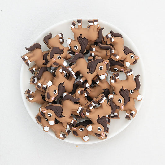 3D Brown Horse Shape Silicone Focal Beads 20 pcs