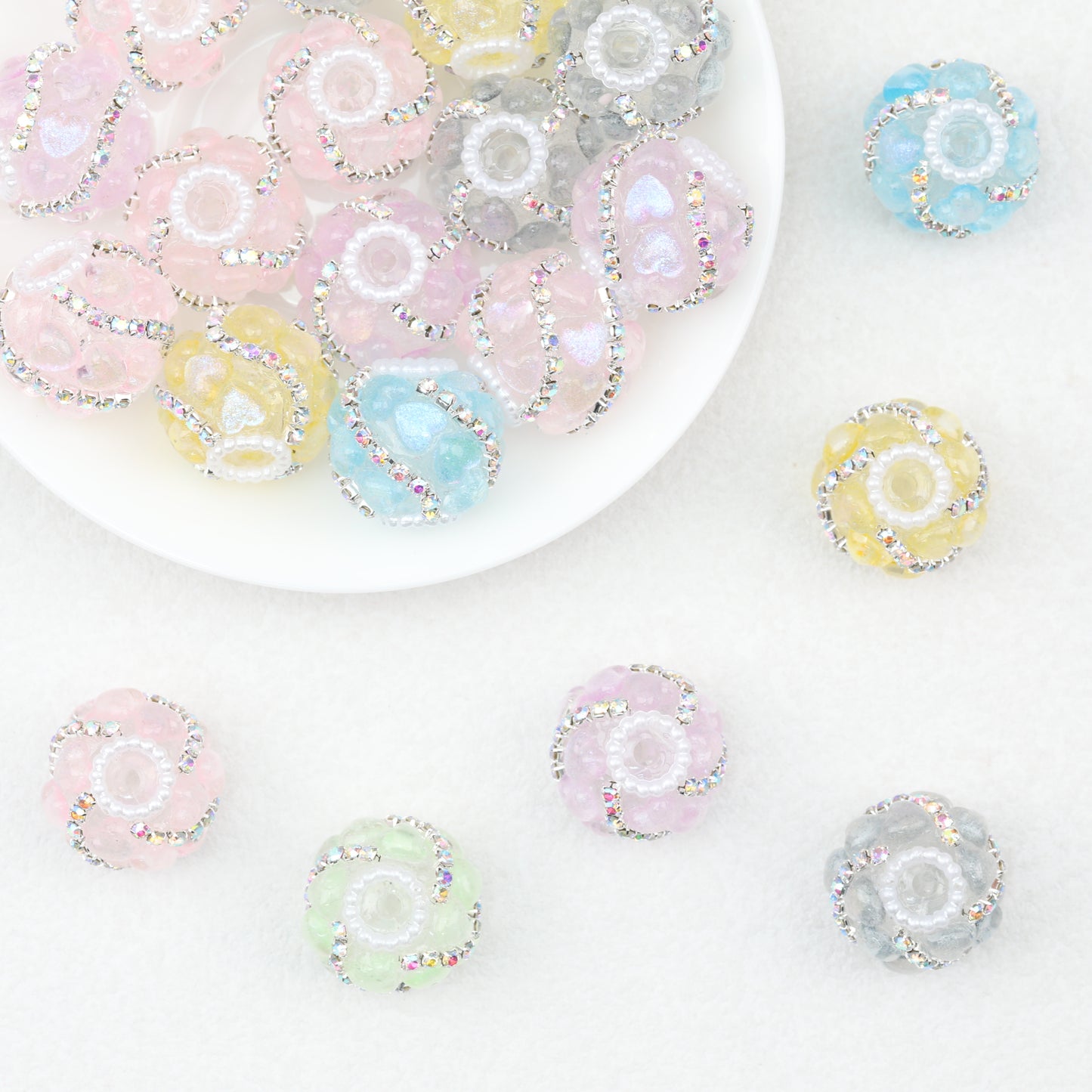 Shimmer Heart Strip Enlaced Acrylic Beads 20mm 10pcs
