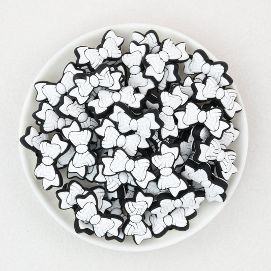 Sports Bow Silicone Focal Beads with Baseball Soccer Volleyball Football 20pcs 2