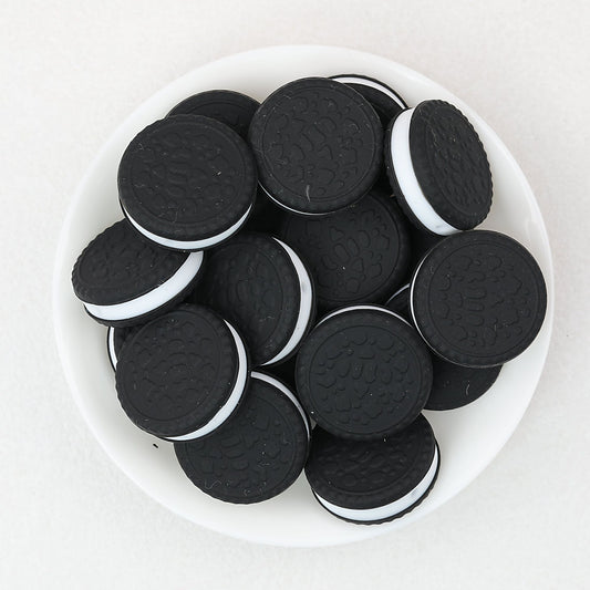 3D Black Cookie Silicone Focal Beads 20pcs