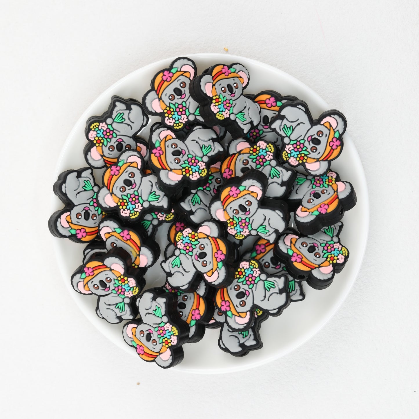 Koala with Flower Bouquet Silicone Focal Beads 20 pcs 2