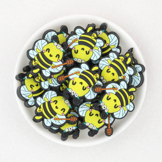 Cute Bee Wreath Silicone Focal Beads 20 pcs 2