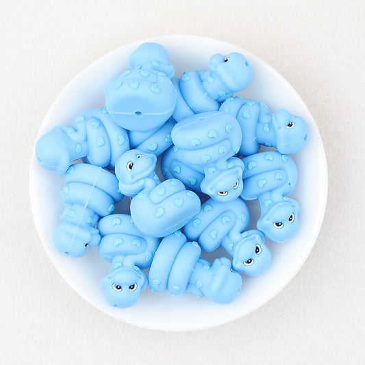 3D Blue Snake Silicone Focal Beads with Heart Details 20pcs