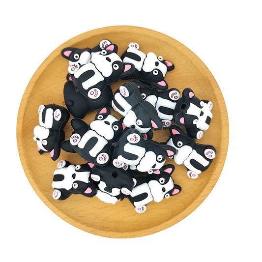 Silicone 3D Focal Beads Dog Pink Ears Sitting 1pcs 2