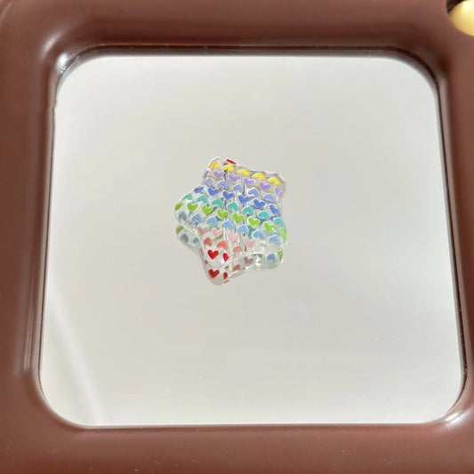 Transparent Star Acrylic Beads 25mm Rainbow Printed Glossy 10pcs 2