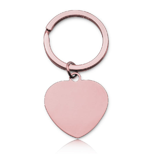 Stainless Steel Blank Heart Keychain Smooth Polished Metal Charm 2