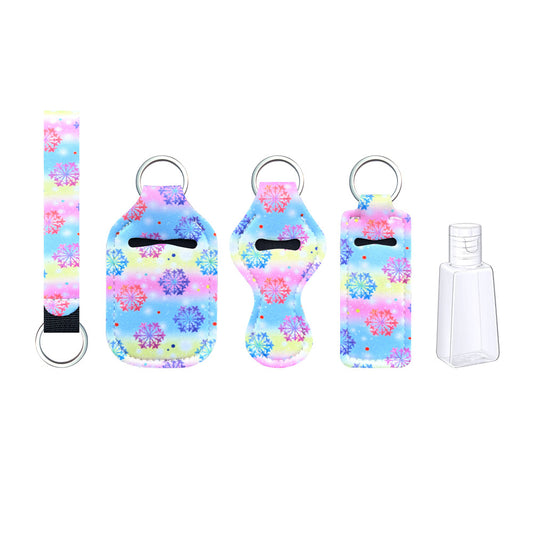 Christmas Neoprene Wristlet Keychain Sanitizer Chapstick Holder Festive Design 2