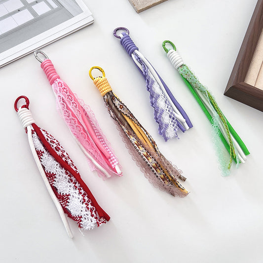 Braided Boho Lace Tassel Crochet Keychain Polyester 19cm 4pcs 2