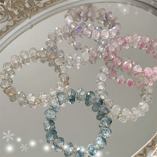 Crackle Glass Beads Dual Color Round 10mm Shimmering Vintage 60pcs 2