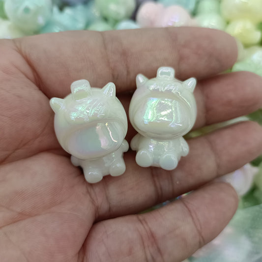 Glow Plating Cap Doll Acrylic Beads 20x30mm Pastel Colors 100pcs 2