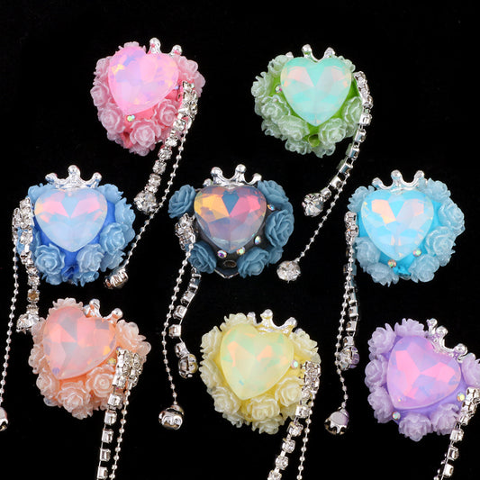 Tassel Rose Heart Clay Beads 25mm Colorful Polymer 2pcs 2