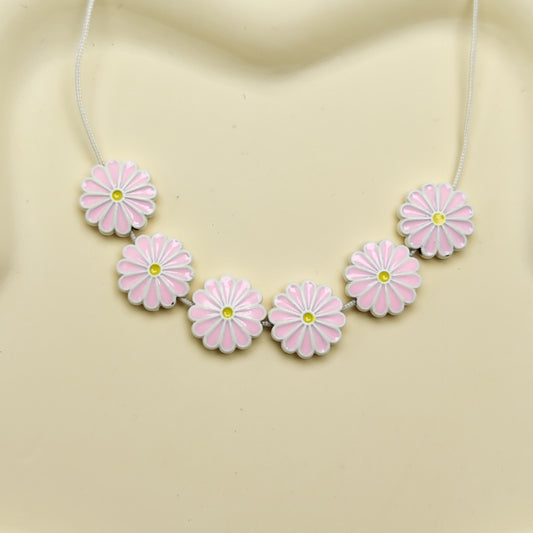 Daisy Metal Beads 13mm Baking Painted Zinc Alloy 20pcs 2