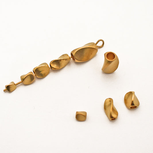 Brass Irregular Rectangular Metal Beads Torsion Twist 100pcs 2