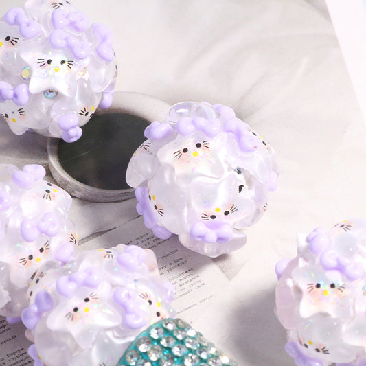 Embellished Bubblegum Beads 20mm Hello KT Star Polymer Clay 5pcs 2