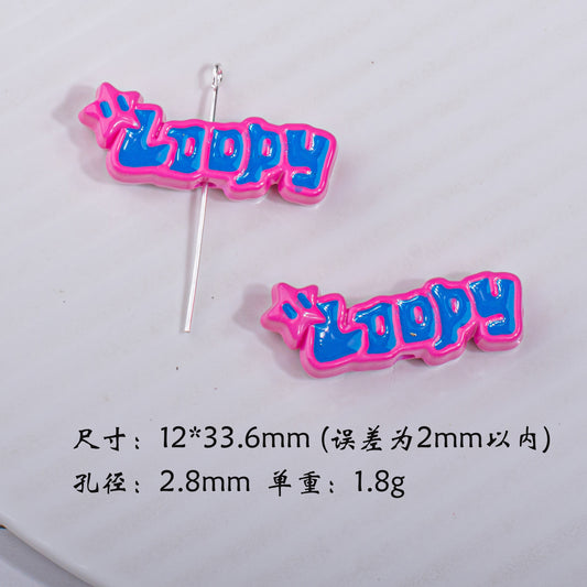 Painted Loopy Acrylic Beads 12x33.6mm Double Color Small Beaver Plate 10pcs 2