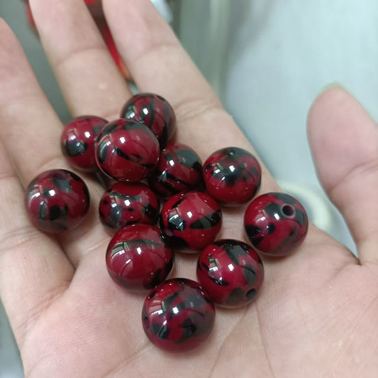 Leopard Dotted Resin Beads 10/12/16mm Glossy Mixed Colors 100pcs 2