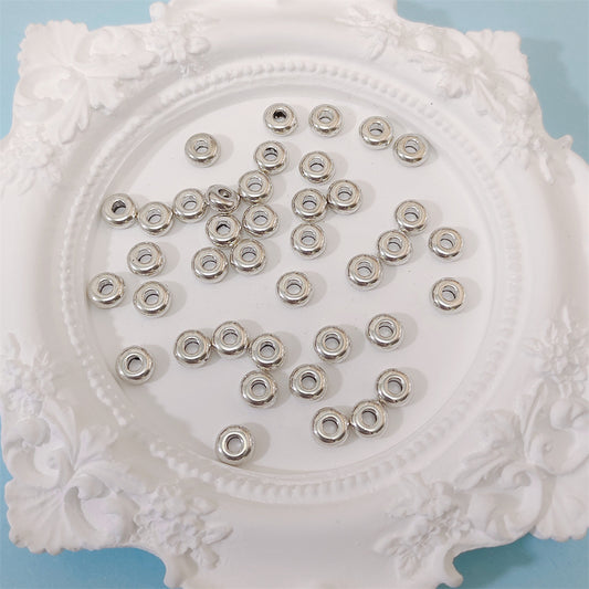 Alloy Round Spacer Beads 6mm 4mm Glossy Tibetan Style 100pcs 2
