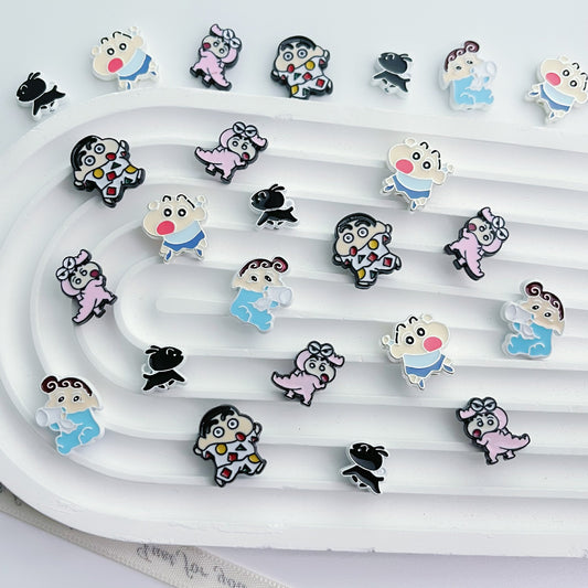 Painted Alloy Metal Beads Baking Shin-Chan Himawari Nohara Series 10pcs 2