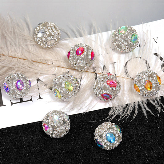 Embellished Bubblegum Beads 21mm Fancy Full Rhinestone Round 10pcs 2
