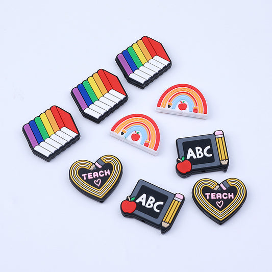 Silicone Focal Beads Teach ABC Blackboard Pencil Heart 20pcs 2