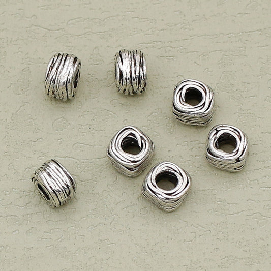 Alloy Irregular Wire Ball Spacer Beads 7mm Large Hole Tibetan Silver Tone 50pcs 2