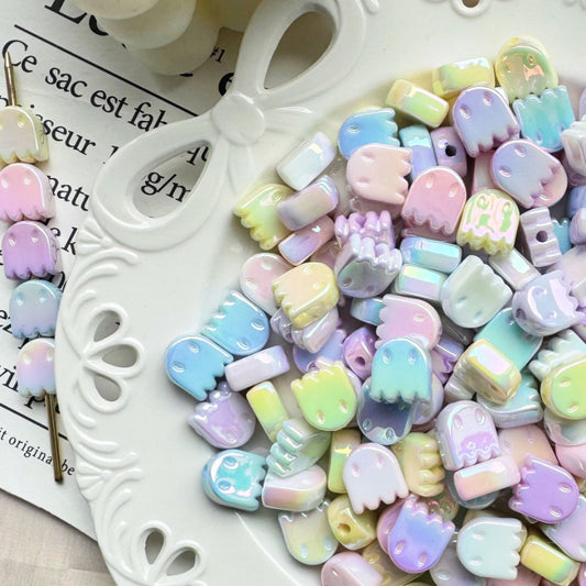 UV Plating Ghost Acrylic Flat Beads 14mm Candy Color 50pcs 2