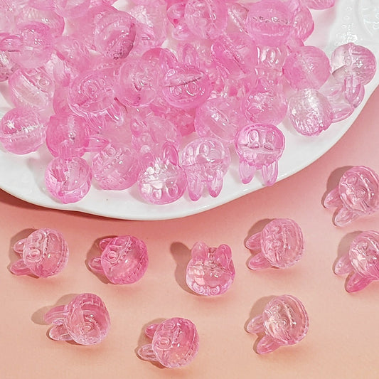 Big-Head Labub Glass Beads 17mm Translucent Rabbit Shape 25pcs 2
