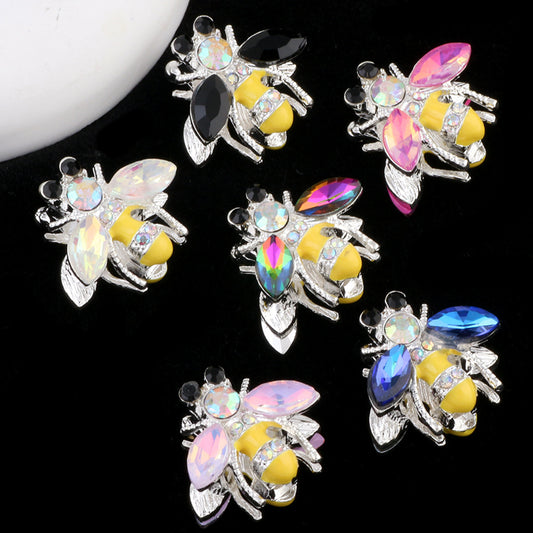 Fancy Bee Alloy Rhinestone Beads 20mm Paved Sparkle 2pcs 2