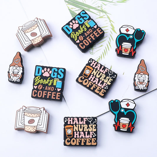Silicone Focal Beads Coffee Stethoscope Gnome Holding Coffee Cup 1 pcs 2