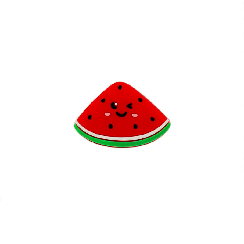 Silicone Focal Beads Watermelon Smiling Face Vibrant Colors 10pcs 4