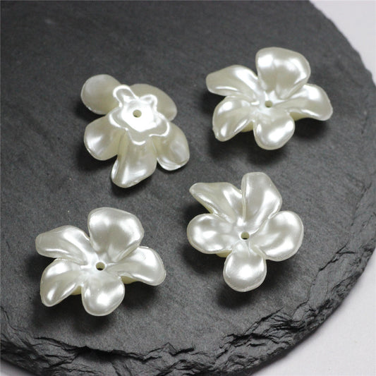 Imitation Pearl Irregular Five Petal Flower Acrylic Beads 24mm 50pcs 2