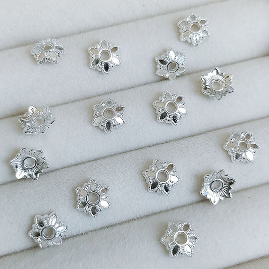 Alloy Flower Spacer Beads 6mm Six Petal Tibetan Style 100pcs 2