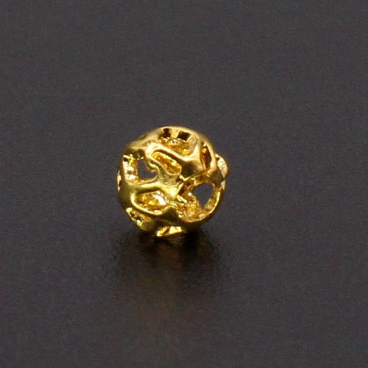Brass Round Metal Beads 4-6mm Vintage Hollow Filigree 100pcs 2