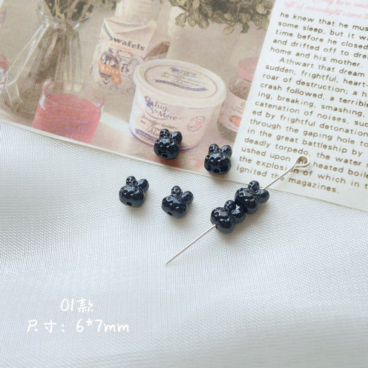 Silicone Focal Beads Sassy Barbie Style Baking Painted Alloy Black Pink 2
