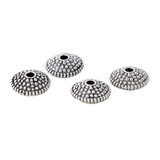 Alloy Round Spacer Beads 11mm Distressed Polka Dotted Tibetan 50pcs 2