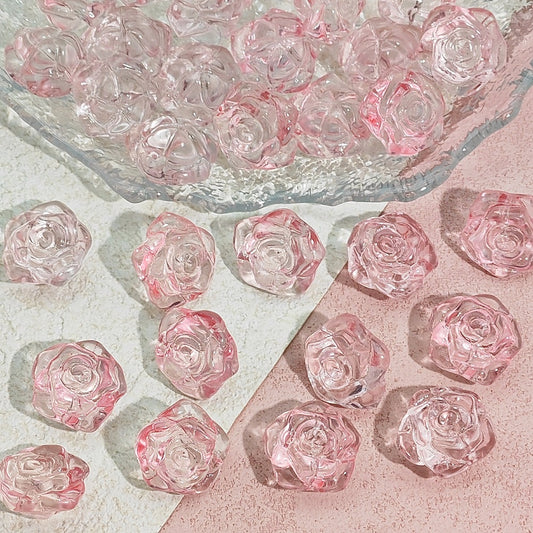 Camellia Glass Beads 19mm Clear Translucent Mixed Colors 50pcs 2