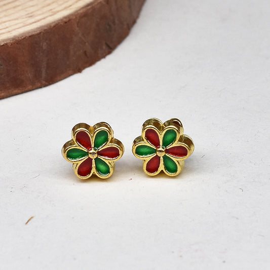 Flower Metal Beads 8mm Cloisonne Enamel Colorful 40pcs 2