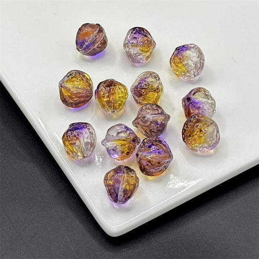Small Walnut Shape Transparent Glass Beads 12mm Translucent Blue 100pcs 2