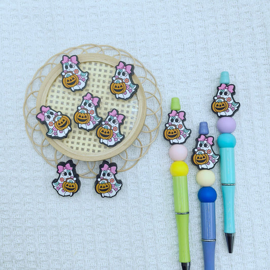 Silicone Focal Beads Halloween Pumpkin Flower Ghost Design 20pcs 2