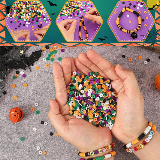 Halloween Flat Clay Beads 6mm Polymer Mixed Colors 1box 2
