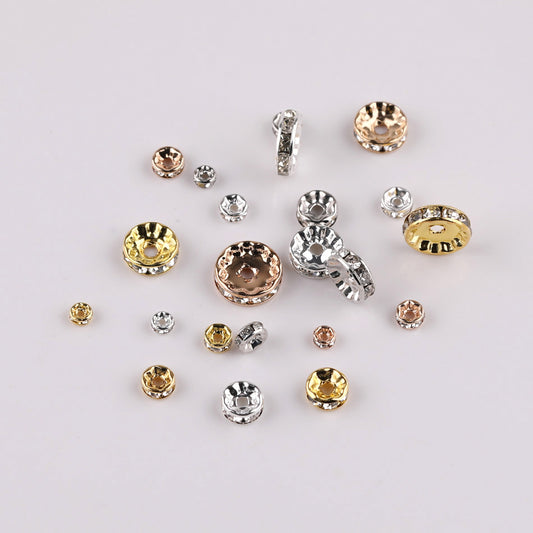 Brass Rhinestone Spacer Beads 4-12mm Sparkling Gold 300pcs 2