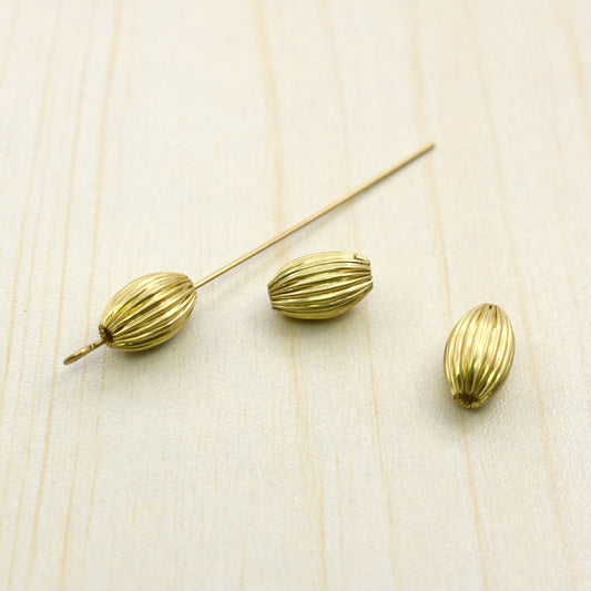 Brass Oval Metal Beads Wrinkle Textured 50pcs 2