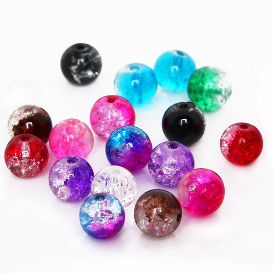 Crackle Round Glass Beads 8mm Colorful Mixed Colors 50pcs 2