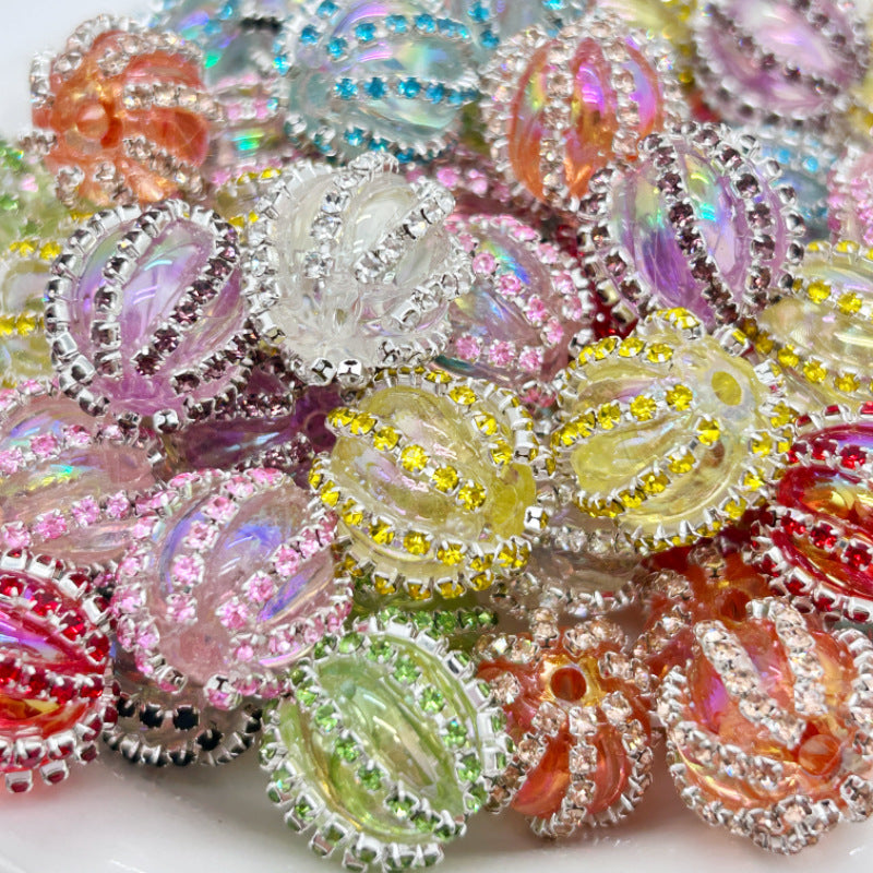 Wavy Bubblegum Rhinestone Beads 18mm Acrylic Halloween Faces 10pcs 6