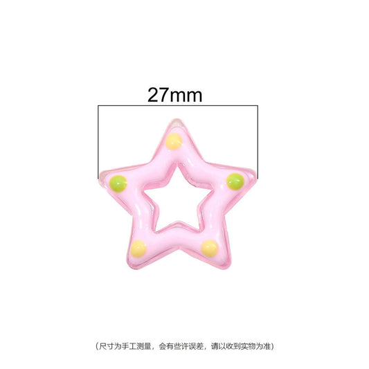 Glossy Hollow Star Acrylic Beads 27mm Pastel Colors 2pcs 2