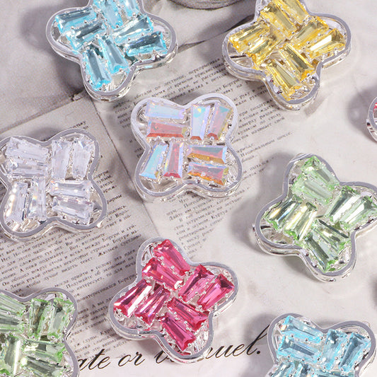 Rhinestone Paved Four-leaf Clover Rhinestone Beads 16mm Alloy 3pcs 2