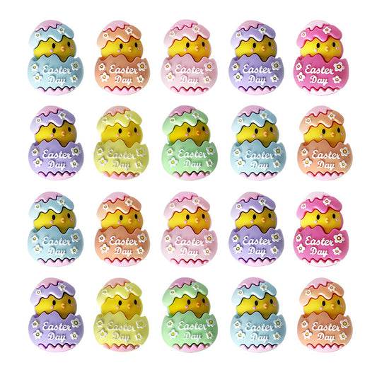 Silicone 3D Focal Beads Easter Chicken Hatching Egg Cracked Shell Top 20pcs 2