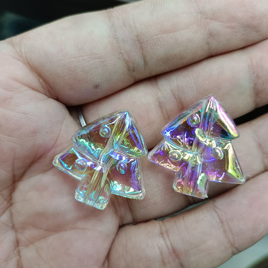 Transparent Christmas Tree Acrylic Beads 25mm UV Plating 100pcs 2