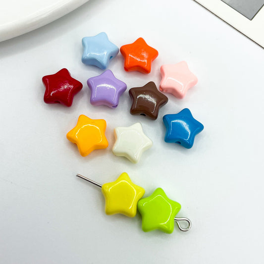 Glossy Painted Pentagram Acrylic Beads 10mm Colorful 10pcs 2